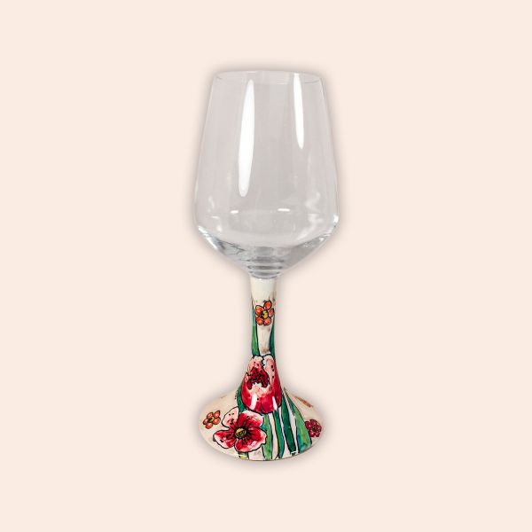 ELEGANT LEAD-FREE CRYSTAL GLASS WITH CERAMIC STEM:  FLOWER DESIGN cm.23h